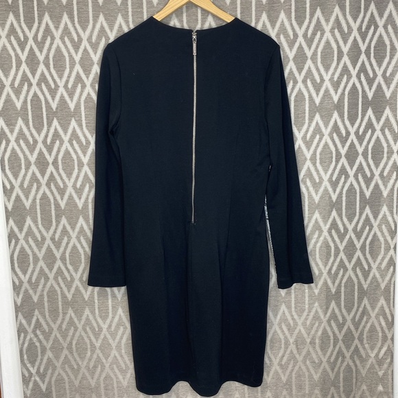 MICHAEL Michael Kors Long Sleeve Shift Snakeskin Print Dress Size:12 Black Gray - Picture 2 of 5
